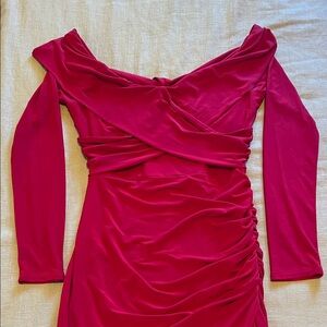 Fashion Nova Vibrant Pink Long Sleeve Dress